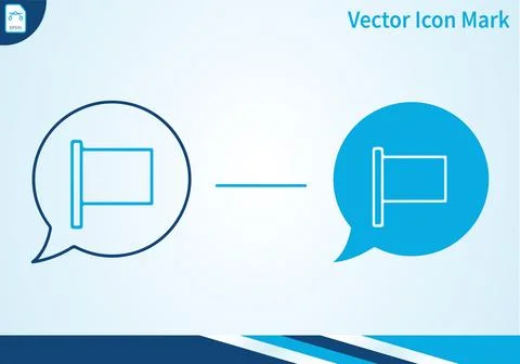 Flag icon in speech bubble outline and filled. Stock Illustration