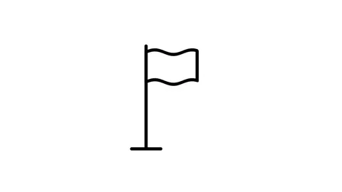 Flag icon waving on the ground animation isolated on white background Stock Footage 341384449