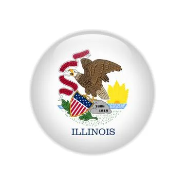 Flag Illinois button Illustrazione stock