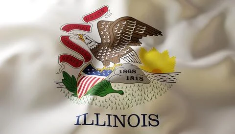 Flag of Illinois. Close-Up. U.S. state Stock Illustration