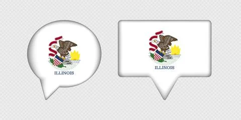 Flag of Illinois State in Speech Bubble. Stock Illustration