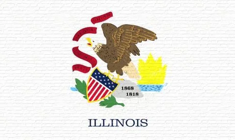 Flag of Illinois Wall Illustrazione stock