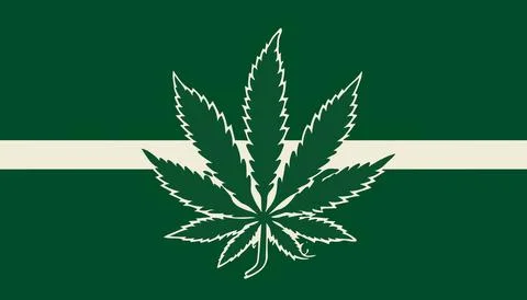 Flag with the image of the logo of marijuana Stock Illustration