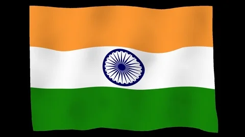 Flag of India, 60 fps, slow motion, lopped, alpha channel Stock Footage 100022422