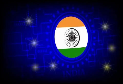 Flag of India on a background of technology. Stock Illustration