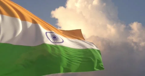 The flag of India with a beautiful sky as the background Stock Footage 243952105