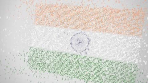 Flag of INDIA being composed with multiple numbers. Conceptual 3D rendering Stock Illustration