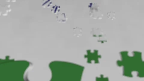 Flag of India being made with jigsaw puzzle pieces. Indian problem solution Stock Footage 104236028