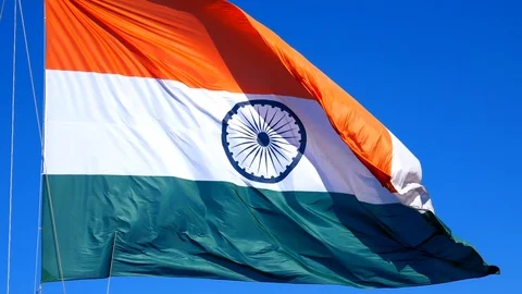 Flag of India with blue sky ( Horizontal ) 4k intro video for business Stock Footage 95980441