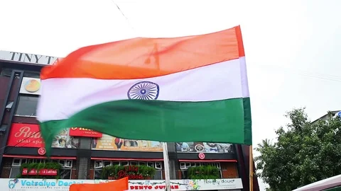 Flag Of India Flying During Independence Day Stock Footage