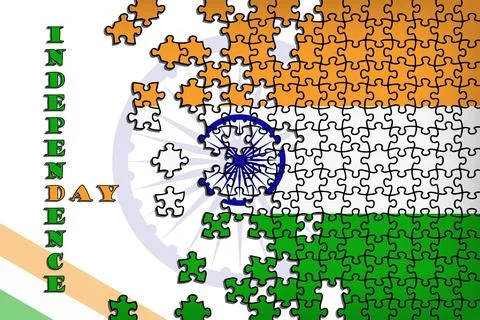 Flag of India in the form of puzzles. Independence Day of India. Stock Illustration