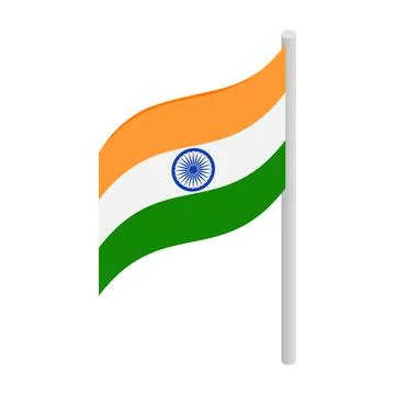 Flag of India icon, isometric 3d style Stock Illustration