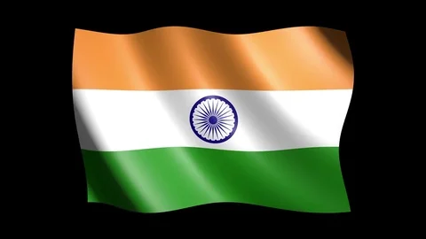 Flag of India isolated on alpha channel, seamless looping Stock Footage 73442653