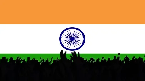 Flag of India with people on background Stock Footage 62858915