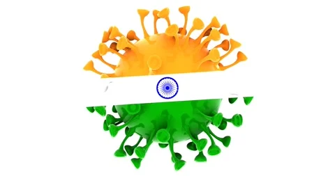 Flag of India on Seamless looping 3D animation of the covid-19 Corona Virus Stock Footage 166462593