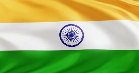 Flag of India, Seamless looping animation fluttering in the wind Stock Footage
