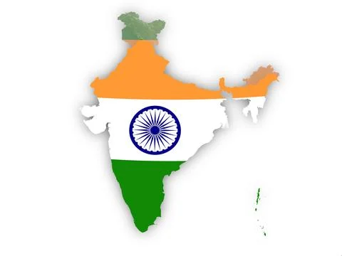 Flag of India in shape of the country Stockillustratie