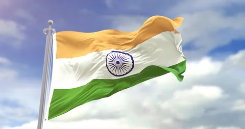 Flag Of India Sky Background. India Flag Wave Slow Motion And Loop 4K. Video stock 97030059