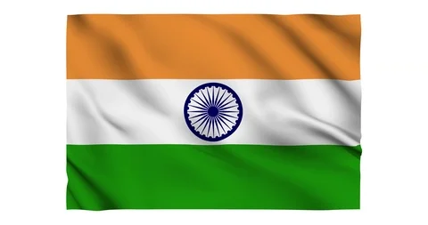 Flag of India waving on a samless loop over an easily removable background Stock Footage 98371774
