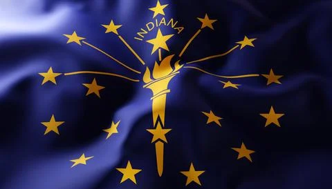 Flag of Indiana. U.S. state. Close-Up Stock Illustration