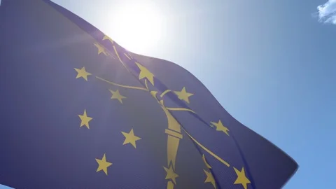 Flag of Indiana Waving in the Wind Stock Footage 93843783
