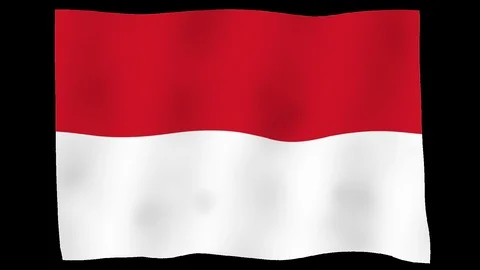 Flag of Indonesia, 60 fps, slow motion, lopped, alpha channel Stock Footage 100022019