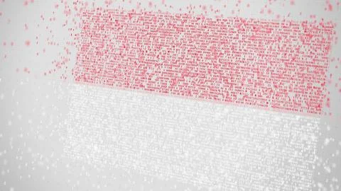 Flag of INDONESIA being composed with numbers. Conceptual 3D rendering Stock Illustration