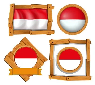 Flag of Indonesia in different frames Stock Illustration