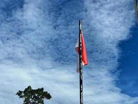 The flag of Indonesia that flys Stock Photos