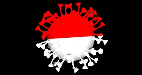 Flag of Indonesia on Seamless looping 3D animation of the covid-19 Corona Virus Stock Footage 166462626