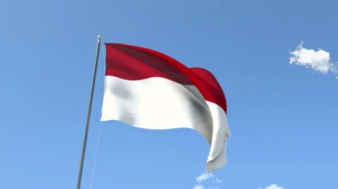 The flag of Indonesia Waving on the Wind. Stock Footage 41139585
