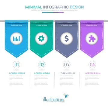 Flag Infographic Elements with business icon on full color background process Stock Illustration