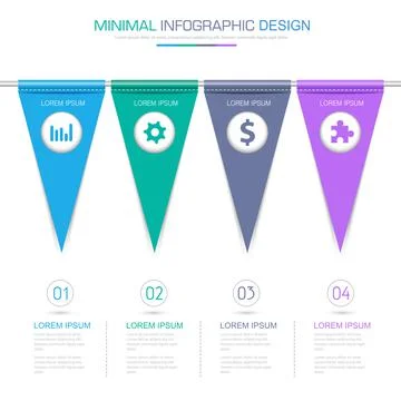 Flag Infographic Elements with business icon on full color background process Stock Illustration