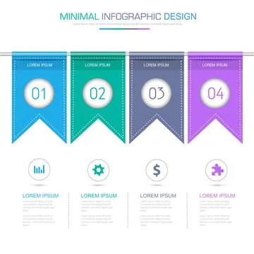 Flag Infographic Elements with business icon on full color background process Stock Illustration