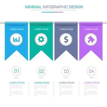 Flag Infographic Elements with business icon on full color background process Stock Illustration