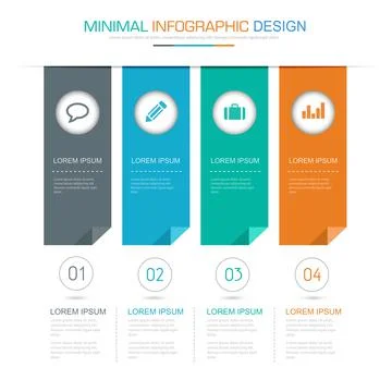 Flag Infographic Elements with business icon on full color background process Stock Illustration