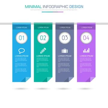 Flag Infographic Elements with business icon on full color background process Stock Illustration