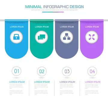 Flag Infographic Elements with business icon on full color background process Stock Illustration