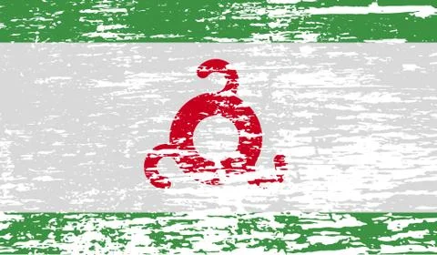 Flag of Ingushetia with old texture. Vector Stock Illustration
