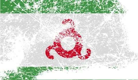 Flag of Ingushetia with old texture. Vector 스톡 일러스트
