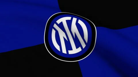 Flag with Inter Milan Logo Loop Video stock 220121068