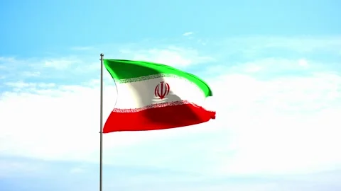 Flag Iran against cloudy sky. Stock Footage 312576179