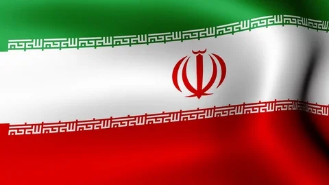 Flag of Iran, fluttering in the wind. 3D rendering. Looping video. Stock Footage 75835479