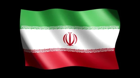 Flag of Iran isolated on alpha channel, seamless looping Stock Footage 73469391