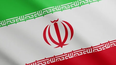 Flag of Iran with Realistic Fabric Texture Waving in the Wind. Iranian Flag Video stock 129166190