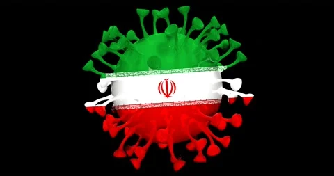 Flag of Iran on Seamless looping 3D animation of the covid-19 Corona Virus Stock Footage 166462748