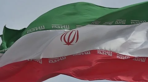 Flag of Iran in slow motion Stock Footage