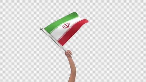 Flag of Iran waving in hand - 3d render looped with alpha channel. Stock Footage 242571064