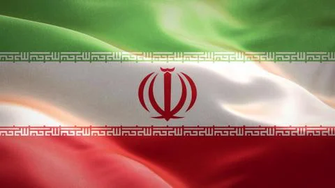 Flag of Iran waving in the wind. 3D Waving flag design. Stock Illustration