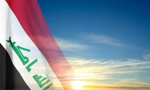 Flag of Iraq on background of sky Stock Illustration